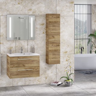 Ensemble meubles de salle de bain couleur bois chêne 80 cm - Baltik